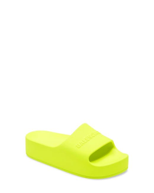 Balenciaga Logo Platform Slide Sandal in at