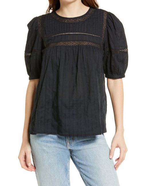 Treasure & Bond Lace Inset Puff Sleeve Blouse in at