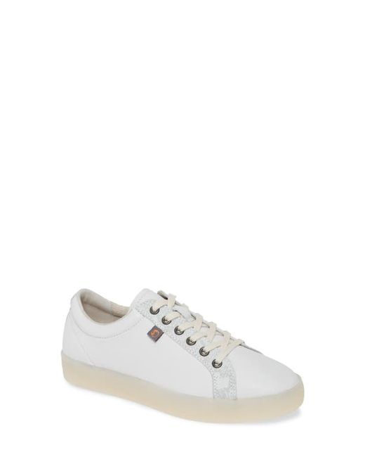 Softinos By Fly London Suri Low Top Sneaker in White/Grey Smooth Leather at