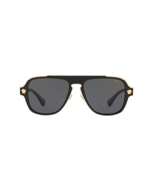 Versace 56mm Polarized Aviator Sunglasses in Solid at