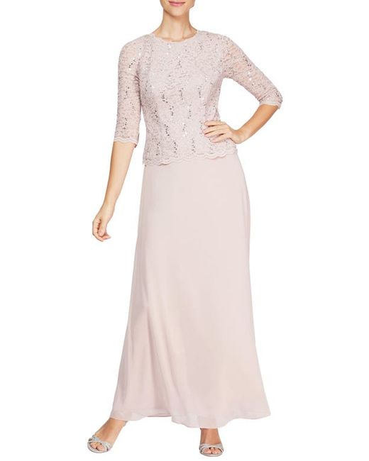 Alex Evenings Sequin Lace Chiffon Gown in at