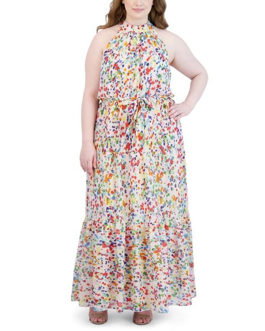 julia jordan Print Belted Tiered Maxi Dress in at