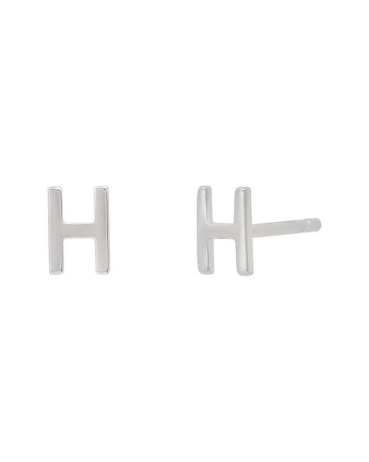 Bychari Small Initial Stud Earrings in H at