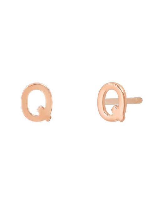 Bychari Small Initial Stud Earrings in Q at