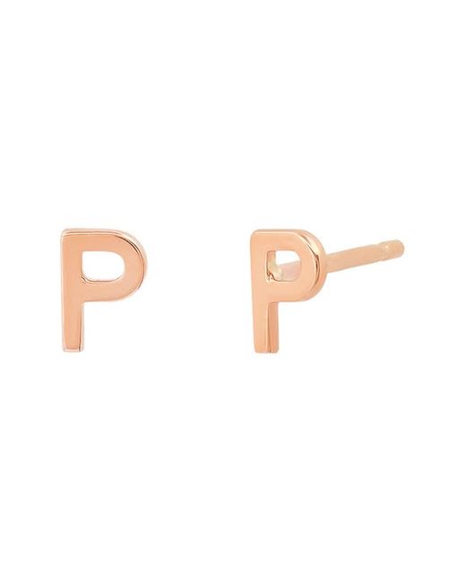 Bychari Small Initial Stud Earrings in P at
