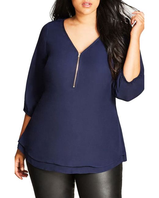 City Chic Sexy Fling Zip Front Top in at