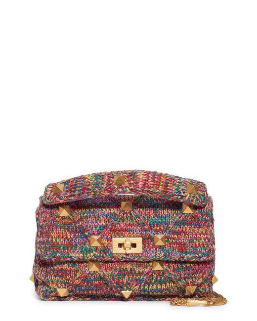 Valentino Garavani Medium Roman Stud Rainbow Knit Shoulder Bag in Feminine at