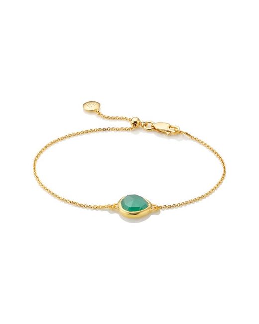 Monica Vinader Mini Siren Fine Chain Bracelet in Onyx/Yellow Gold at