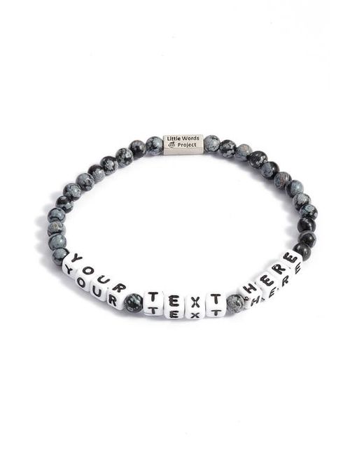 Little Words Project Custom Beaded Stretch Bracelet in Stone/Black at
