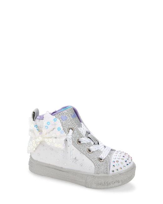Skechers Twinkle Toes Shuffle Lite Light-Up High Top Sneaker in White at