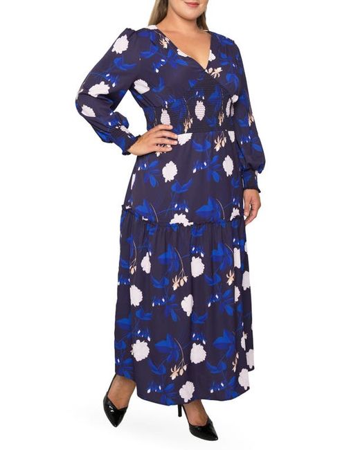 Standards & Practices Smock Waist Long Sleeve Georgette Maxi Dress in at