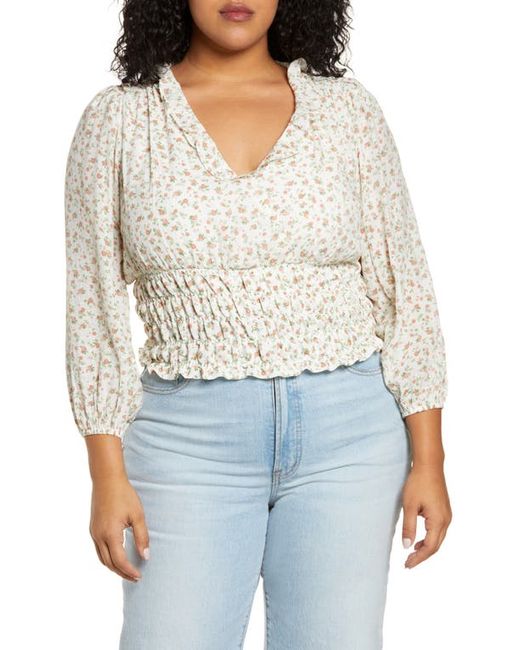 1.State Rosettes Smocked Waist Top in at
