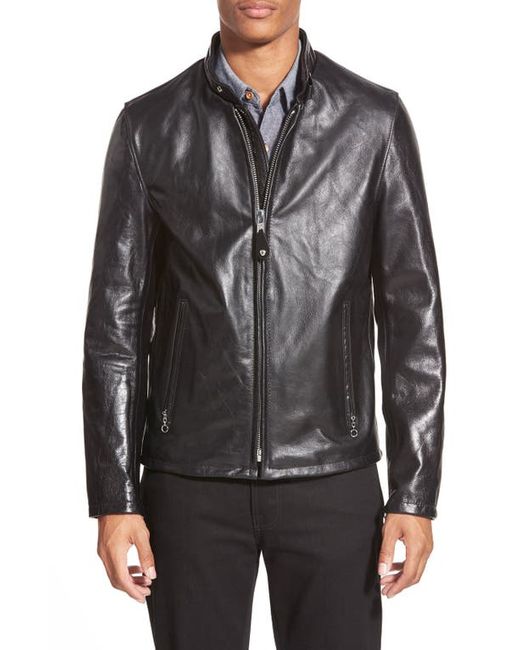 Schott Café Racer Waxy Cowhide Leather Jacket in at