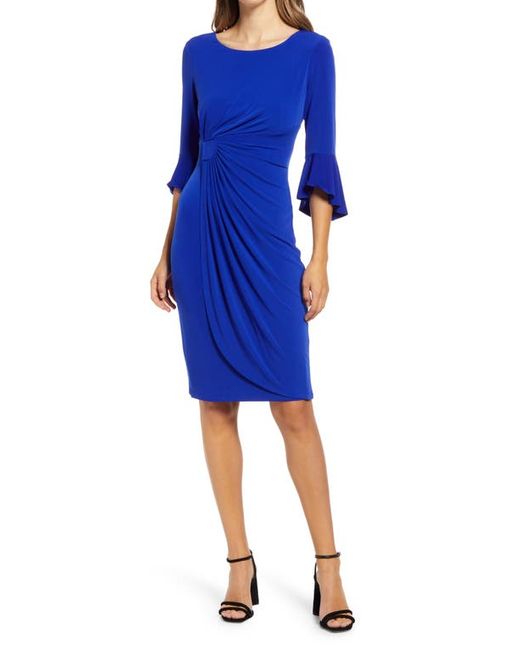 Connected Apparel Faux Wrap Bell Sleeve Jersey Cocktail Dress in at