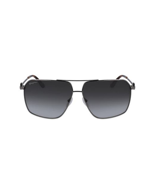 Salvatore Ferragamo 62mm Oversize Gradient Navigator Sunglasses in Shiny Dark Ruthenium/Grey at
