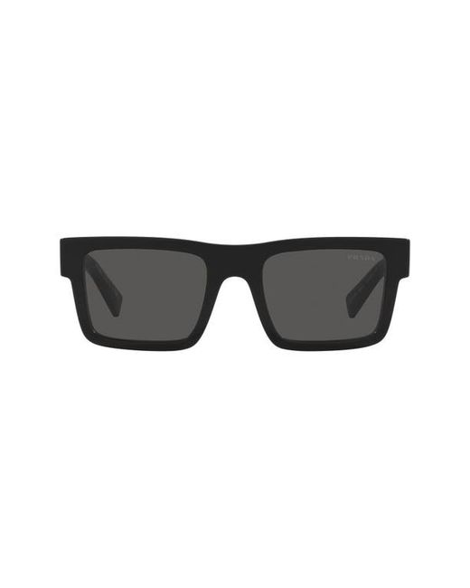 Prada 52mm Rectangular Sunglasses in Black/Dark Grey at