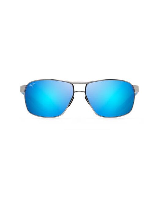 Maui Jim The Bird PolarizedPlus2 63mm Rectangle Sunglasses in Chrome/Black Mirror at