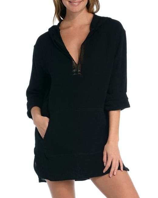 La Blanca Hooded Cotton Gauze Cover-Up Tunic in at