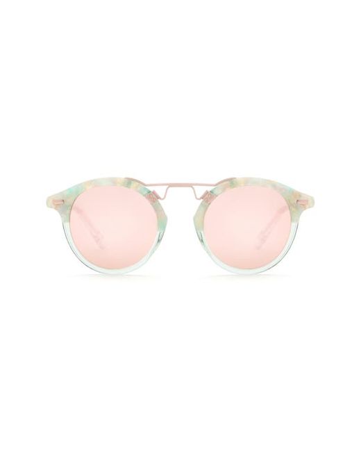 Krewe St. Louis 46mm Round Sunglasses in Seaglass/Marine Rose Gold at