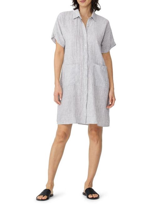 Eileen Fisher Crinkled Organic Linen Shirtdress in at