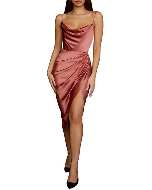 House Of Cb Reva Satin Gathered Corset Dress in at