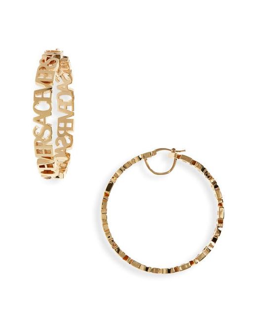Versace Signature Logo Hoop Earrings in Gold at