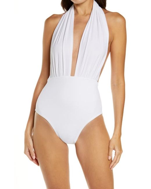 Norma Kamali Halter Low Back One-Piece Swimsuit in at
