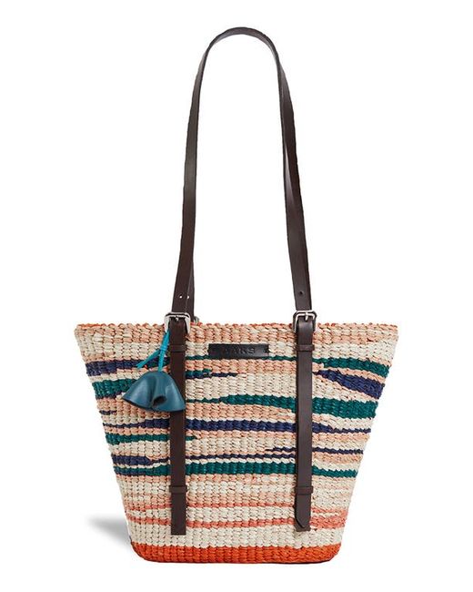 A A K S Hawa Tie Dye Raffia Tote in Natural/Navy/Pale at