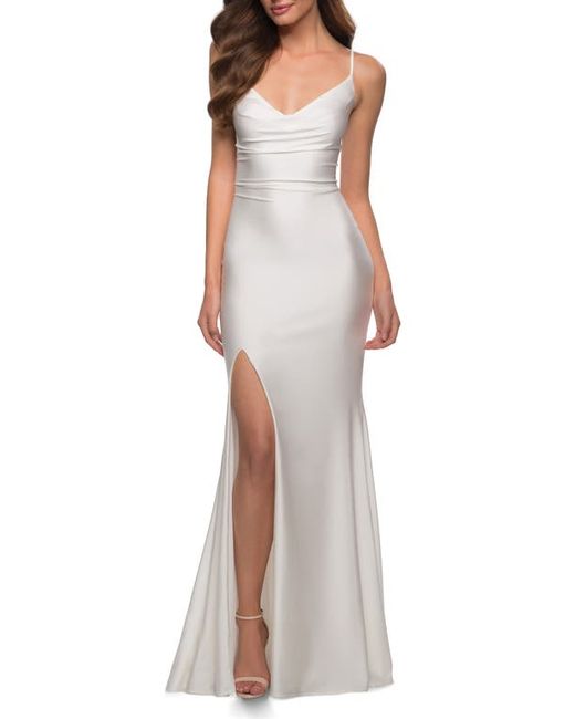 La Femme Jersey Column Gown in at