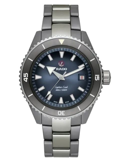 Rado Captain Cook High Tech Ceramic Automatic Bracelet Watch 43mm in at