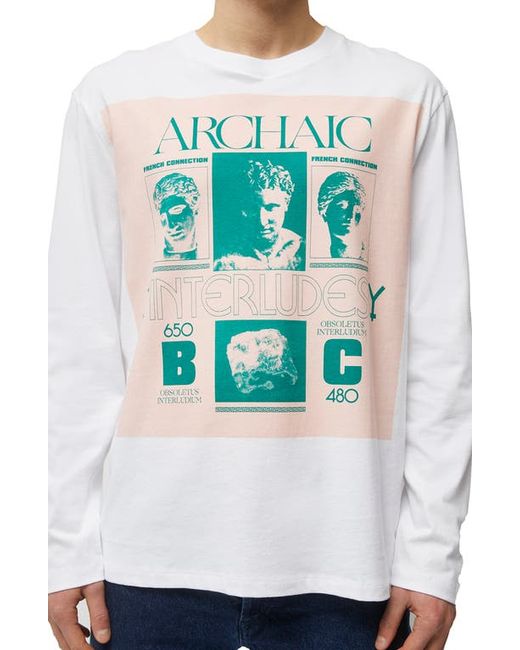 French Connection Archaic Interludes Long Sleeve Cotton Graphic Tee in at