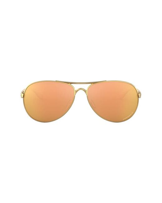 Oakley 59mm Polarized Aviator Sunglasses in Polished Gold/Prizm Rose Gold at