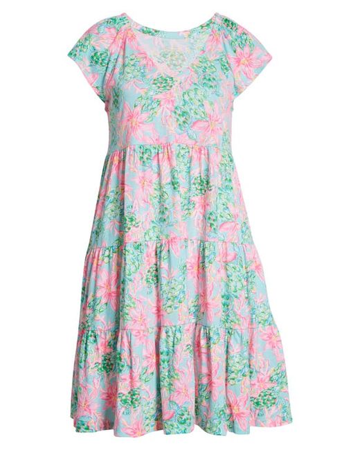 Lilly Pulitzer® Lilly Pulitzer Kawai Floral Print Flutter Sleeve Cotton Knit Dress in at