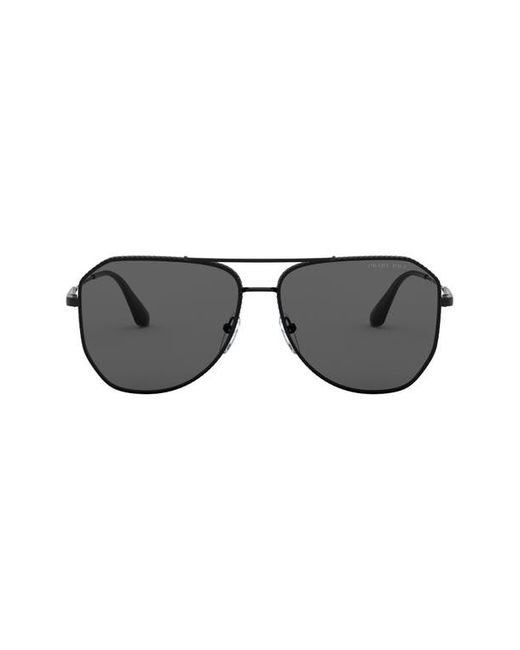 Prada 61mm Polarized Aviator Sunglasses in Black/Polarized Grey at