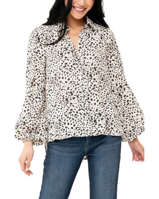 Gibsonlook Button Front Blouson Sleeve Blouse in at