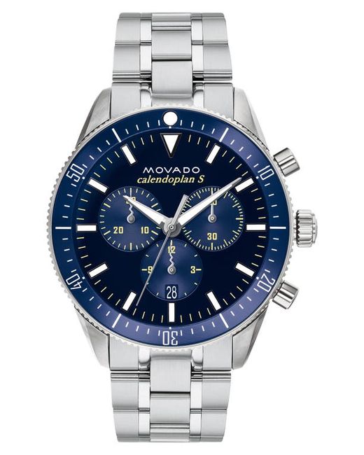 Movado Heritage Chronograph Bracelet Watch 42mm in Blue at