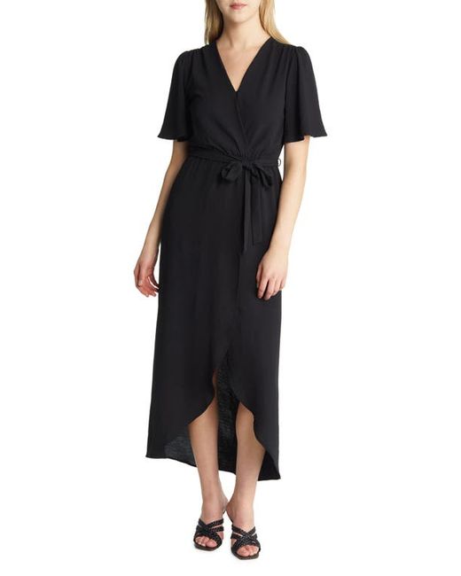 Fraiche by J Flutter Sleeve Faux Wrap Maxi Dress in at