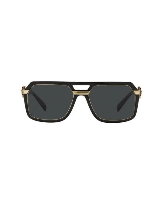 Versace 58mm Aviator Sunglasses in Black/Dark Grey at