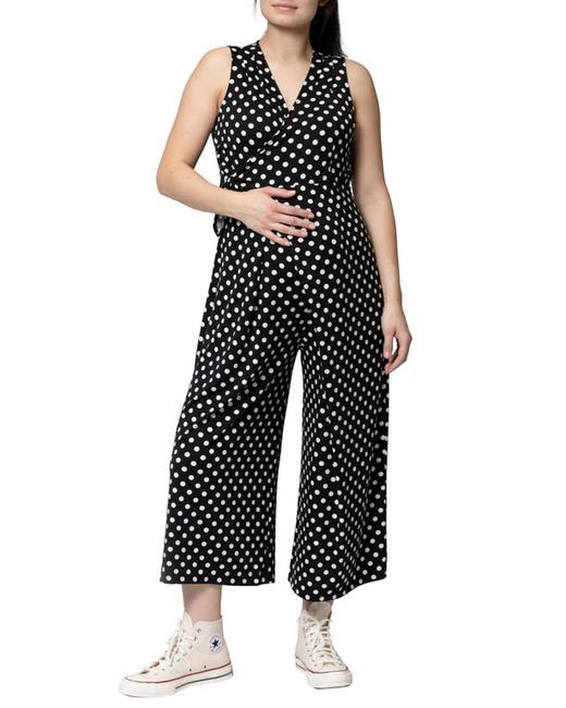 Nom Maternity Francesca Wide Leg Maternity/Nursing Jumpsuit in Black W Dot at