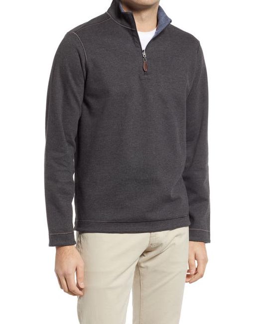 Johnston & Murphy Reversible Quarter Zip Pullover in Charcoal at