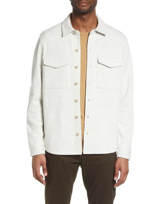 Vince Cotton Blend Shirt Jacket in White/Light Grey at