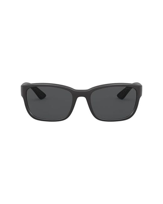 Prada Pillow 57mm Rectangle Sunglasses in Black Demi Shiny/Dark Grey at