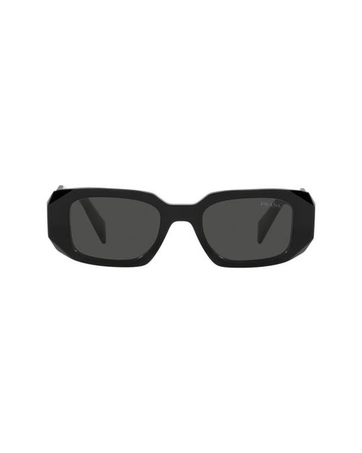 Prada 51mm Rectangular Sunglasses in Black/Dark Grey at