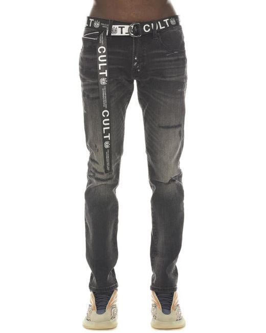 Cult Of Individuality Rocker Belted Slim Straight Leg Jeans in at
