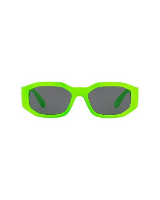 Versace Biggie 53mm Round Sunglasses in Fluorescent/Grey Solid at