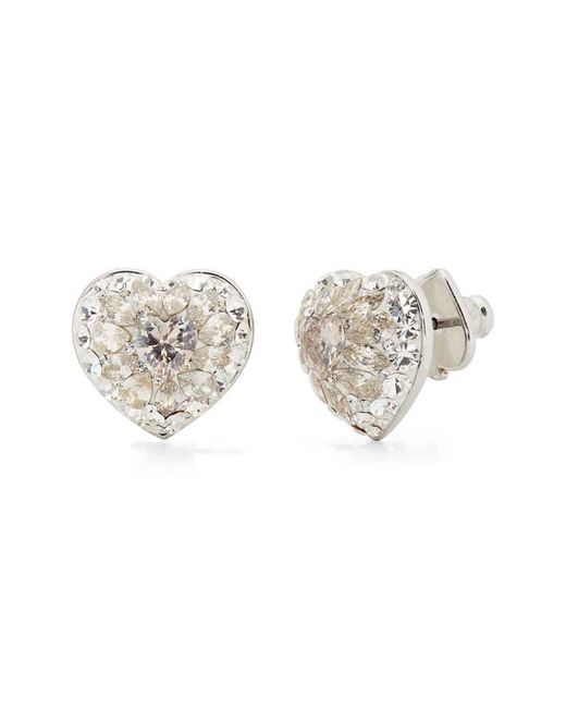 Kate Spade New York heart pavé stud earrings in Clear/. at