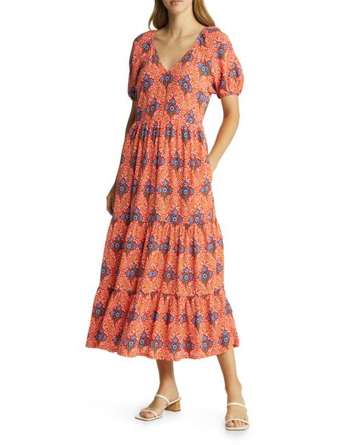 Boden Print Tiered Midi Dress in at