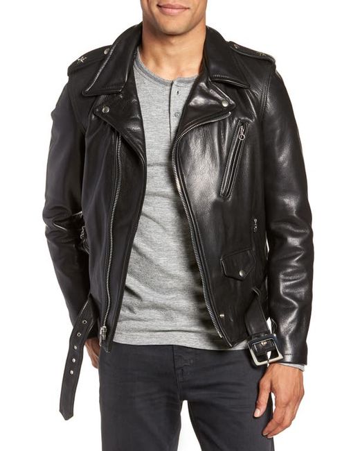 Schott 50s Oil Tanned Cowhide Leather Moto Jacket in at