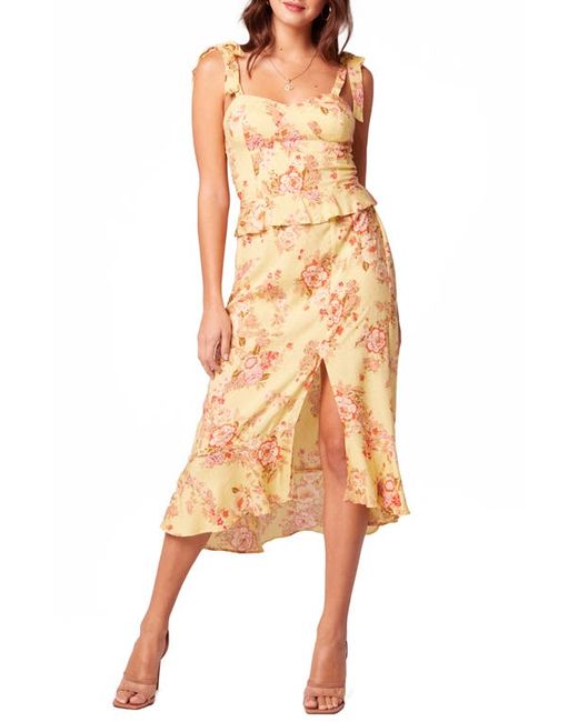 band of the free Ladies of the Canyon Floral Dress in Chartreuse/Spiced Coral at