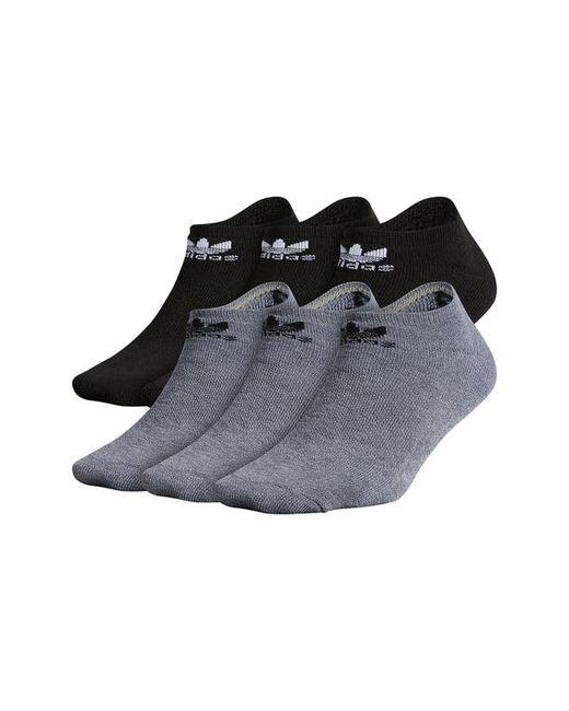 Adidas Originals adidas Trefoil 6-Pack No-Show Socks in Heather Grey/Black/White at